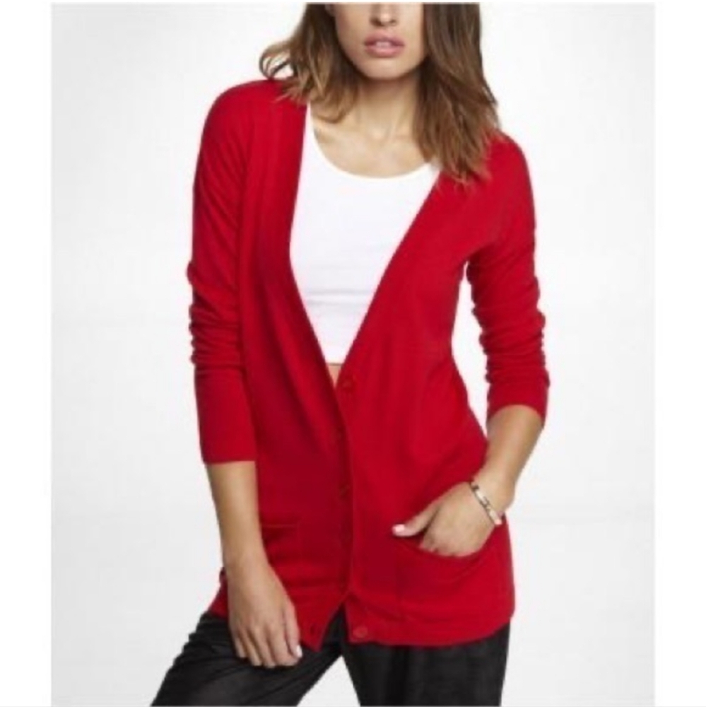 Express Red Button-up Cardi